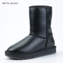 스키 보드 라이더 부츠 INOE 클래식 남성 캐주얼 리얼 양가죽 겨울 스노우 부츠 천연 양모 안감 따뜻한 신, 07 9, 01 25 Metal Black_07 9