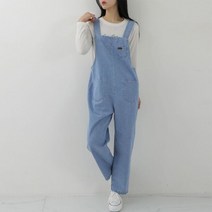 퍼니걸스 1758 데님 배기 멜빵 바지 여성의류