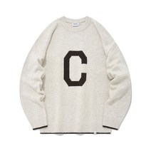 [커버낫 본사]램스울 C 로고 크루넥 니트 오트밀