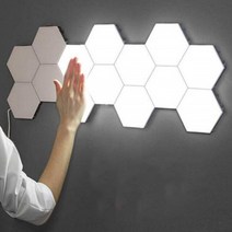 인테리어 조명 무드등 주방 팬던트 천장 LED 육각 조명 RGB 터치 민감 양자 벽 램프 DIY 모듈식 패널 야간, 01 WHITE_04 6PCS_01 EU Plug