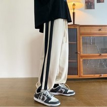 화이트 남성용 와플 라운지 팬츠 봄 가을 하라주쿠 스트라이프 트랙 팬츠