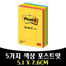 매끼 7.6 X 5.1CM 형광 포스트잇 5가지 색상 포스트잇