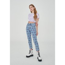 드림캐처 수아 ITZY 리아 오마이걸 아린 로켓펀치 연희 자체제작 체리 자수 포인트 레귤러핏 연청팬츠 얼핏 6851