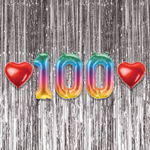 100일 이벤트 포토존 세트 아기 기념일 커플 축하 기념 숫자 풍선 하트, 18.커튼-(실버)-100(소)-칵테일
