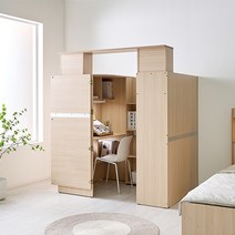 히든가구 D.I..Y휴즈 1인실 독서실룸책상 스터디룸 하우스형책상 1인책상, 메이플-조립미신청