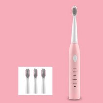 휴비나인 전동칫솔리필 울트라 소닉 전동 칫솔 USB 충전 워셔블 화이트닝 부드러운 헤드 성인용 타이머 JAVEMAY J110, 한개옵션1, pink no box