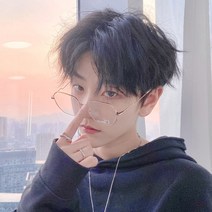 남성 가발 849# 풀오버 세트 남장 발광헤드 채욱곤 다소미얼 Z, 블랙+헤어핀