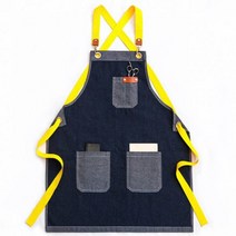 카우보이 솔리드 데님 요리 포켓 Pinafore 미용사 앞치마 이발사 집 청소 요리사 앞치마 마스터 앞치마 주방 악세사리, 2WQ-46466-004