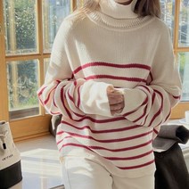 아나카프리 아나카프리 캐쥬얼 스트라이프 모크넥 풀오버 니트_CPG2WPO013M