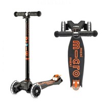 마이크로킥보드_맥시T 디럭스 LED 블랙_유아 어린이 세발킥보드