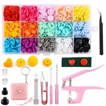 스냅 단추 펀치 똑딱이 펀칭기 마스크줄 기구 세트 만들기 새로운 모양 버튼 재봉 도구 키트 블루핑크 컨테이너 의류 용 버튼 diy 프레스 스터드 패스너 키트, 하트 모양 핑크