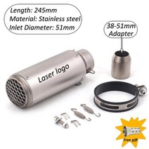 오토바이 슬립 온 배기 파이프 DB 킬러 이스케이프 모토 유니버설 51mm 60mm 머플러 혼다 야마하 스즈키 가와사키 베넬리, C-51mm-S.c laser