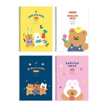 노트 단체선물 브레드이발소 비밀일기장 시크릿다이어리 손잡이비밀 유선 캐릭터 일기장 판촉물 2개, 댄싱베어 3줄영어노트(8개)