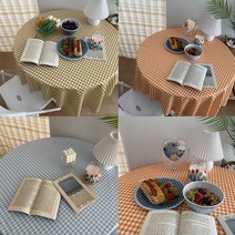 빈티지 감성 체크 테이블보 테이블 러너 캠핑 카페 커피숍 식탁보, 150x100, 옐로우