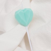 파스텔 각진 하트초 생일초 파티 케이크 특이한 이쁜 초, 옥색