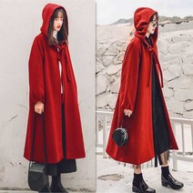 just so so 가을 겨울 한국 스타일 모직 코트 여성 두꺼운 대형 느슨한 후드 코트 코트 윈드 브레이커 중반 길이