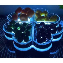 아크릴 LED 조명 안주 그릇 클럽 바 빛나는 과일 접시, 화이트 클로버