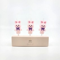 보니스유 토끼초(3개입) 귀여운 생일 파티 케이크 초 캔들, 1세트, 핑크