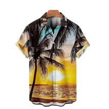 조폭 셔츠 야쿠자 스타일 2022 summer hawaiian shirt 3d t-shirt retro shirt 코코넛 나무 short sleeve man 일본 남자 옷 패턴