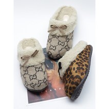 여성 가을 겨울 명품 앞막힌 키높이 패션 호피 털슬리퍼 사무실슬리퍼 5cm매장 오피스