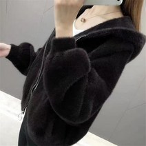 여성 봄가을 후드 코트 인조 밍크 코트