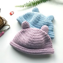 아기곰 신생아 뜨개 모자 DIY 키트 패키지, 724터키블루