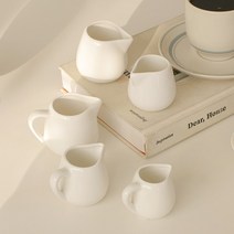 화이트 볼 시럽잔 5size 밀크저그 크리머 샷잔, 핸들 대(130ml)