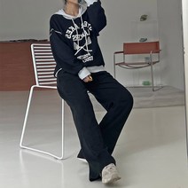 마이시즌 여성용 콤보 후드 배색 트레이닝 상하의 세트