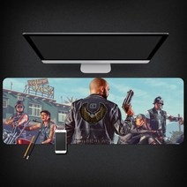 Grand Theft Auto 마우스 패드 GTA5 마우스 패드 대형 컴퓨터 게임 노트북 키보드 마우스 장패드 책상 패드 pc 게임 모바일 게임 캐릭터 마우스패드, 10_400x900mm | 3mm