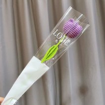 수제 니트 뜨개 영원한 꽃 뜨개질 튤립 데이지 인조 꽃다발 완료 홈 장식 축제 선물 1개, 1pcs 13