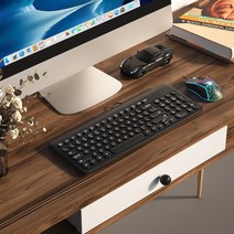 DFMEI 노트북 무선 키보드 마우스 세트 외장형 마우스 USB, 비즈니스 블랙 유선 키보드 마우스 세트, 공식 표준