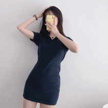 반인찌 뒷리본 여자친구 카라 반팔 여름 미니원피스-4color