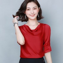 단색 반팔 플러스 사이즈 여성 상의 및 블라우스 오피스 레이디 쉬폰 셔츠 캐주얼 의류 10244