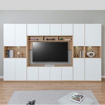 블리스데코 루시드 3400 월플렉스 높은 TV 거실장 세트 BOS024, 화이트