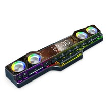 RGB게이밍 블루투스5.0 스피커 LED PC 사운드바, v18, 검은색