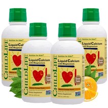 Child Life 액체 칼슘/마그네슘 오렌지 맛 플라스틱 병 16fl. 온스. 1, 16 Fl Oz (Pack of 4)