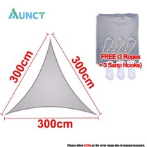 AUNCT 3X3X3M 삼각형 회색 300D 가든 가제보 파라솔 저가형 원두막 홍보 천막 리조트 대형 야외용 발코니 가림막 이동식 야외 방수 그늘 옥스포드 패브릭 태양 그늘, 3x3x3m-3ropes-3hooks