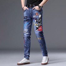 남성 긴바지 페인팅스판 데님팬츠 jeans