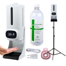 K9 PRO PLUS 자동 분사 손소독기 온도측정 발열체크 비접촉 삼각대 포함, 손소독기 스탠드형+삼감대+리필액 1000ml 6개