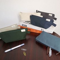 오첵 캔버스 삼각 펜케이스 펜파우치 펜슬 케이스 필통, 챠콜