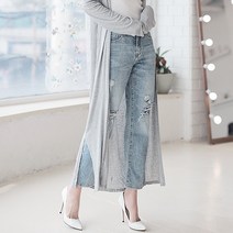 지기젠 스판 워싱 데님 헤짐 데미지 일자진 여자 청바지