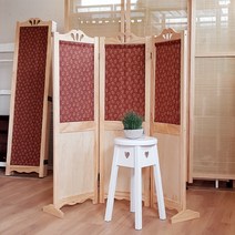 가구야히메 원목 패브릭 패널 미니 파티션 3단 가림막 가리개, 내추럴