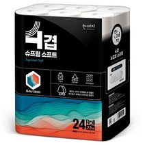 한예지 한예지 슈프림소프트 4겹 천연펄프 화장지 22m 24롤 1팩, 단일옵션