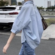 파즈마 면 캐주얼 반팔 루즈핏 블라우스 P220073