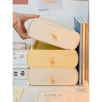 미니 플라스틱 서랍장 책상 수납장 소형, 크림색+유백색(2단)