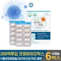 담다 신선한 유산균 아침 프로바이오틱스 프로바이오 스틱 텍스 200억 투입 특허받은 김치유산균 함유 캡슐 알약 아연 장용성 캐나다 로셀사 2중 코팅 장건강 유산균 온가족 임산부, 6개, 60캡슐