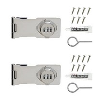 Household Cabinet Password Locks Door Keyless Combination Lock 3 Digit Rotary Privacy Hasp Latch for, Silver, 2 Pack