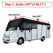 차량용어닝 자동차어닝 어닝텐트 어닝바 210d 검은 접착제 방수 캠핑카 지붕 커버 rv 캐러밴 타포린 보호 자동차 커버 방풍 방진 차양 커버, 5x3m