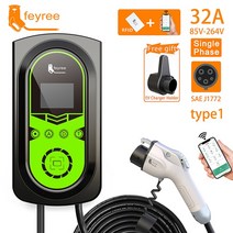 Feyree-j1772 타입 1 충전 케이블 EV 충전기 전기 자동차 월박스 EVSE 스테이션 50A 40A 32A 앱 제 자동차154670, 32A 7.6KW 1 Phase 2, CN, 04 32A 76KW 1 Phase