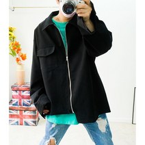남자 데일리룩 봄 가을 집업 지퍼 남방 면자켓 빅사이즈자켓